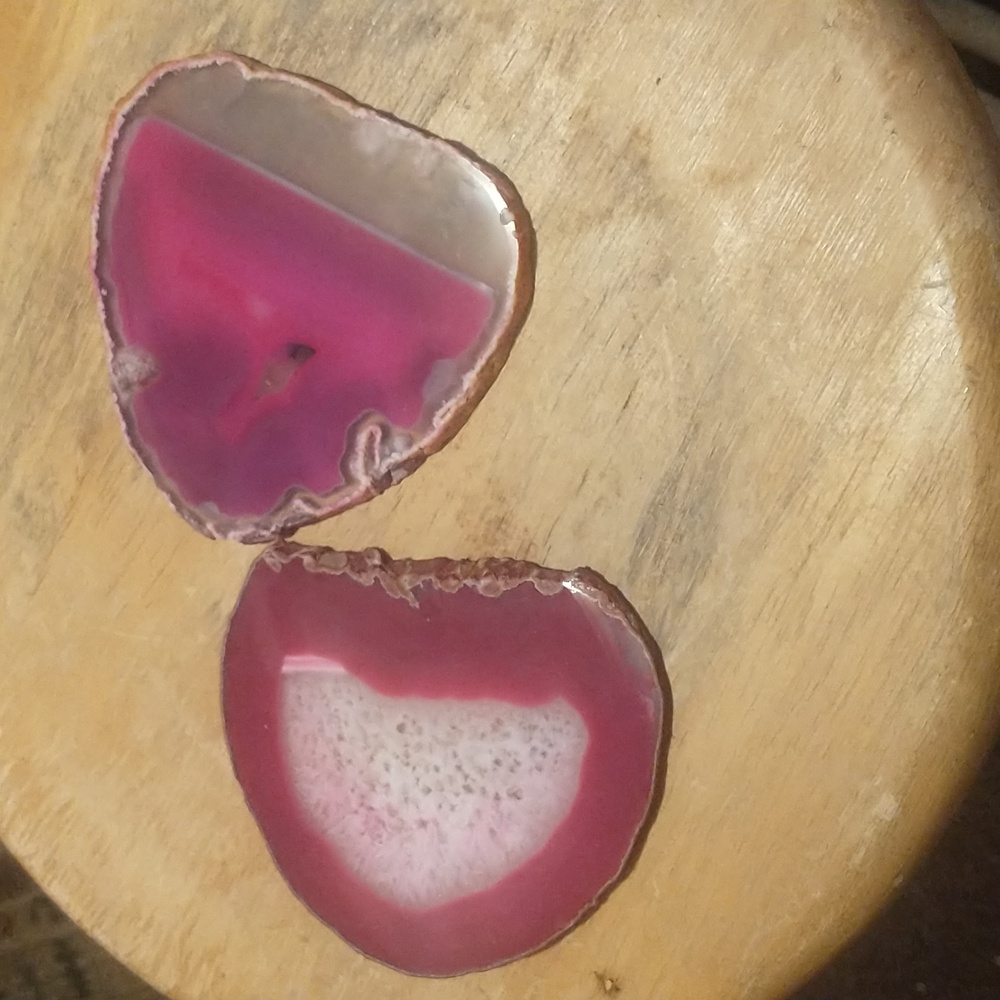 Set Brazilian Natural Edge Agate Geode Drink Coasters One Of A Kind Scratch Free